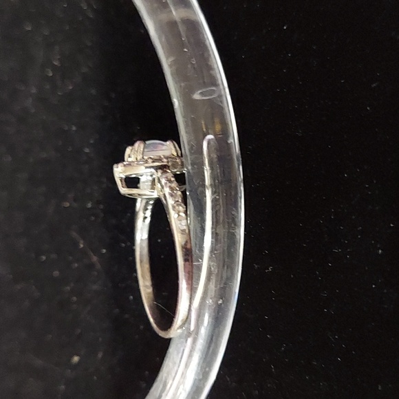 Sterling 925 opalescent and cubic zirconia ring Size 7 - Picture 4 of 4